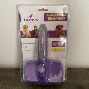 Hertzko Self Cleaning Slicker Pet Brush Dogs Cats Purple New with box damage
